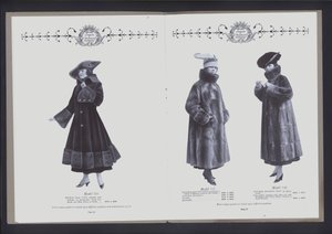 Two-page spread from The Theater of Fur Fashion