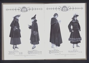 Two-page spread from The Theater of Fur Fashion