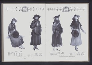 Two-page spread from The Theater of Fur Fashion