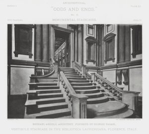 Vestibule Staircase in the Biblioteca Laurenziana, Florence, Italy by American Photographer (after)