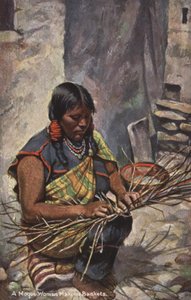 A Moqui Woman Making Baskets, Arizona, USA by American Photographer