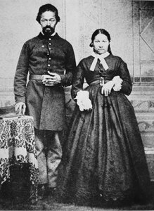 A black soldier of the Union Army with his wife, c.1865 by American Photographer