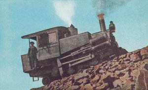 Cog Road Engine Climbing Pikes Peak, Colorado by American Photographer