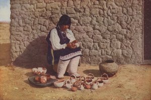 Decorating Pottery, Pueblo of Isleta, New Mexico