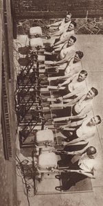 Electrical vibrator machines for keeping fit and losing weight by American Photographer