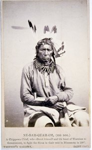 NE-BAH-QUAH-OM, Big Dog, Chippewa Chief, offered to fight Sioux in Minnesota by American Photographer