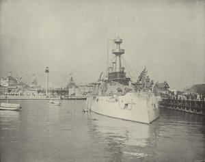 View of Life-Saving Station and Battleship