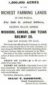 1,500,000 Acres of the Richest Farming Lands in the World, in the Neosho Valley, Kansas, Advertisement from Appletons Journal, May 4, 1872