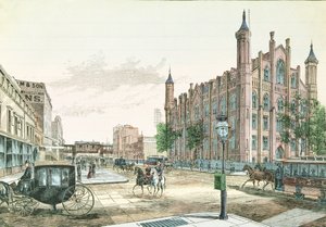 3rd Avenue and 23rd Street, Elevated Rail Road Station and the College of the City of New York, from 36 Views of New York and Environs, published by Charles Magnus by American School