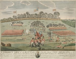 A Correct View of the Battle Near the City of New Orleans, pub. c.1815 by American School