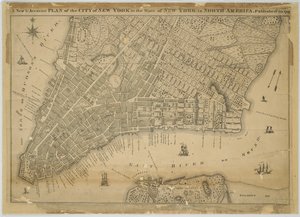 A New & Accurate Plan of the City of New York in the State of New York in North America, Published in 1797 (black and colour ink on paper, backed with cloth)