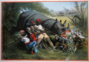 A Rhinoceros Hunt by American School