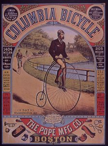 Advert for Columbia Penny-Farthing bicycle, Boston, USA by American School