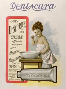 Advertisement for Dentacura Dentifrice, from Theatre Magazine, England, 1901