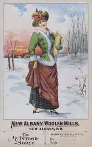 Advertisement for the McIntosh Skirt, from New Albany Woolen Mills, Indiana, USA