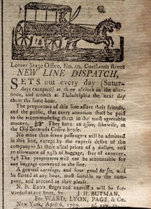 Advertisement for the New Line Dispatch, from The New York Journal & Patriotic Register, 6th April, 1793 by American School