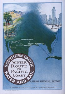 Advertisement for the Winter Route to Pacific Coast of Southern Pacific Water and Rail, from Theatre magazine, 1910