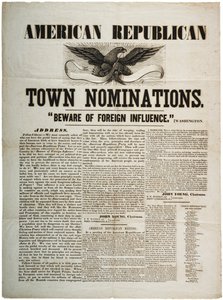 American Republican Town Nominations: Beware of Foreign Influence, c.1845