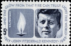American stamp on John Fitzgerald Kennedy by American School