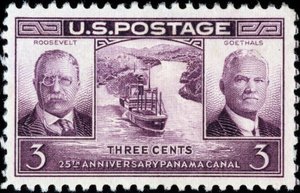 American stamp on the 25th anniversary of the Panama Canal by American School