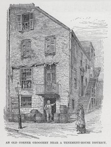 An Old Corner Groggery near a Tenement-House District by American School