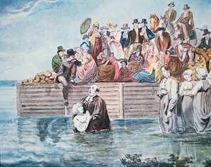Anabaptists of Philadelphia Witness a Full Immersion Baptism in a River by American School