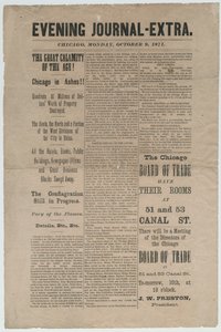 Article from the Chicago Evening Journal-Extra regarding the Chicago Fire of 1871, 9th October 1871