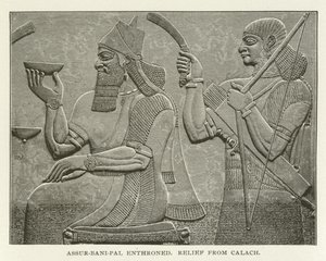 Assur-bani-pal Enthroned, Relief from Calach