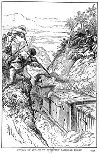 Attack by Cubans on Fortified Railroad Train, Illustration from The Story of Cuba by Murat Halstead by American School