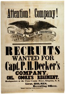 Attention! Company!, recruiting broadside for New York 156th Infantry, 1862