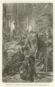 Baptism of Stephen the Pious by Pope Sylvester II by American School