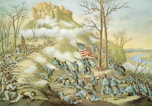 Battle of Lookout Mountain, 24th November 1863, engraved by Kurz & Allison by American School