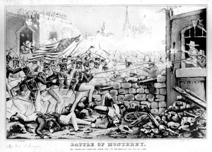 Battle of Monterey: The Americans Forcing their Way to the Main Plaza, September 23rd 1846, engraved and published by Nathanial Currier