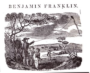 Benjamin Franklin Conducts His Kite Experiment by American School