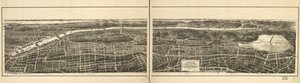 Birds eye view of that portion of the 23rd and 24th wards of the city of New York, lying westerly of the New York and Harlem Railroad, and of the Grand Boulevard and Concourse connecting Manhattan Island with the park system north of the Harlem River by American School
