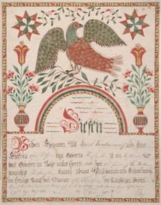 Birth and Baptismal Certificate for Elisabeth Lindaman, c.1820