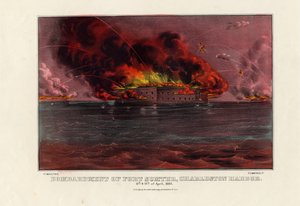 Bombardment of Fort Sumter, Charleston Harbor, 12th & 13th of April 1861, pub. by Currier & Ives, c.1861 by American School
