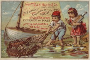 Boy Pulling-In Fishing Net by American School