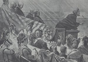 Brigham Young Watched by His Many Young Wives While Preaching at the Great Mormon Tabernacle, Utah by American School