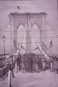 Brooklyn Bridge, President Arthur at its opening ceremony, 24 May 1883 by American School