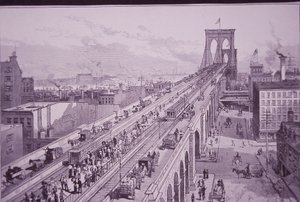 Brooklyn Bridge Just After the Opening Ceremony, Published 26 May 1883 by American School