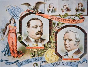 Campaign poster for presidential candidate Grover Cleveland and running mate, Thomas A. Hendricks