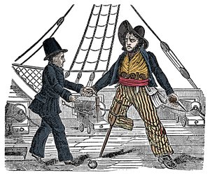 Captain Mackra and the Pirate with a Wooden Leg, Engraving from 