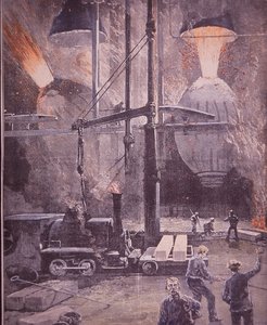 Carnegie Steel Works, Bessemer Converters at Full Blast, Pittsburgh, Pennsylvania by American School