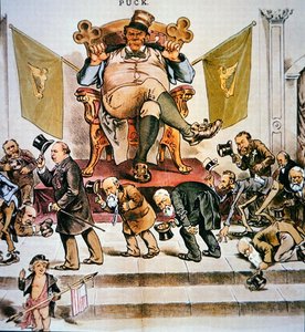 Cartoon depicting Irish political power in the United States, featured in 