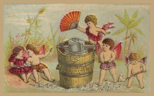 Cherubs Making Ice Cream in Gem Freezer by American School