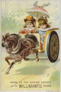 Children Traveling Fast in Horse and Cart by American School
