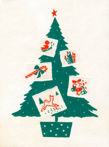 Christmas Tree Decorated with Christmas Cards by American School