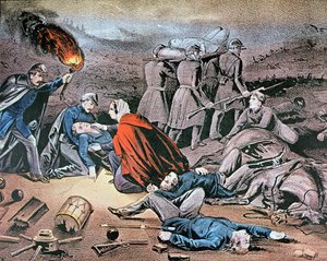 Clara Barton Tending Wounded During the American Civil War
