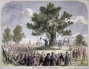 Colonists under Liberty Tree by American School